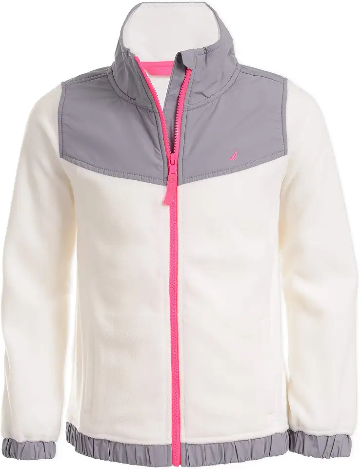 Nautica Girls' Full-Zip Fleece Jacket, Signature Logo Design, Lightweight & Wind Resistant