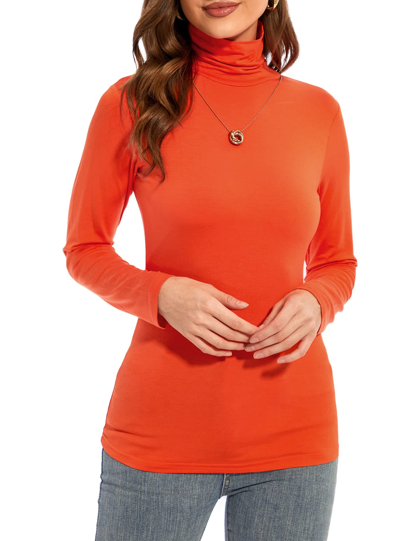 Womens Long Sleeve Turtleneck T-Shirts Casual Lightweight Slim Fit Cozy Base Layer Top