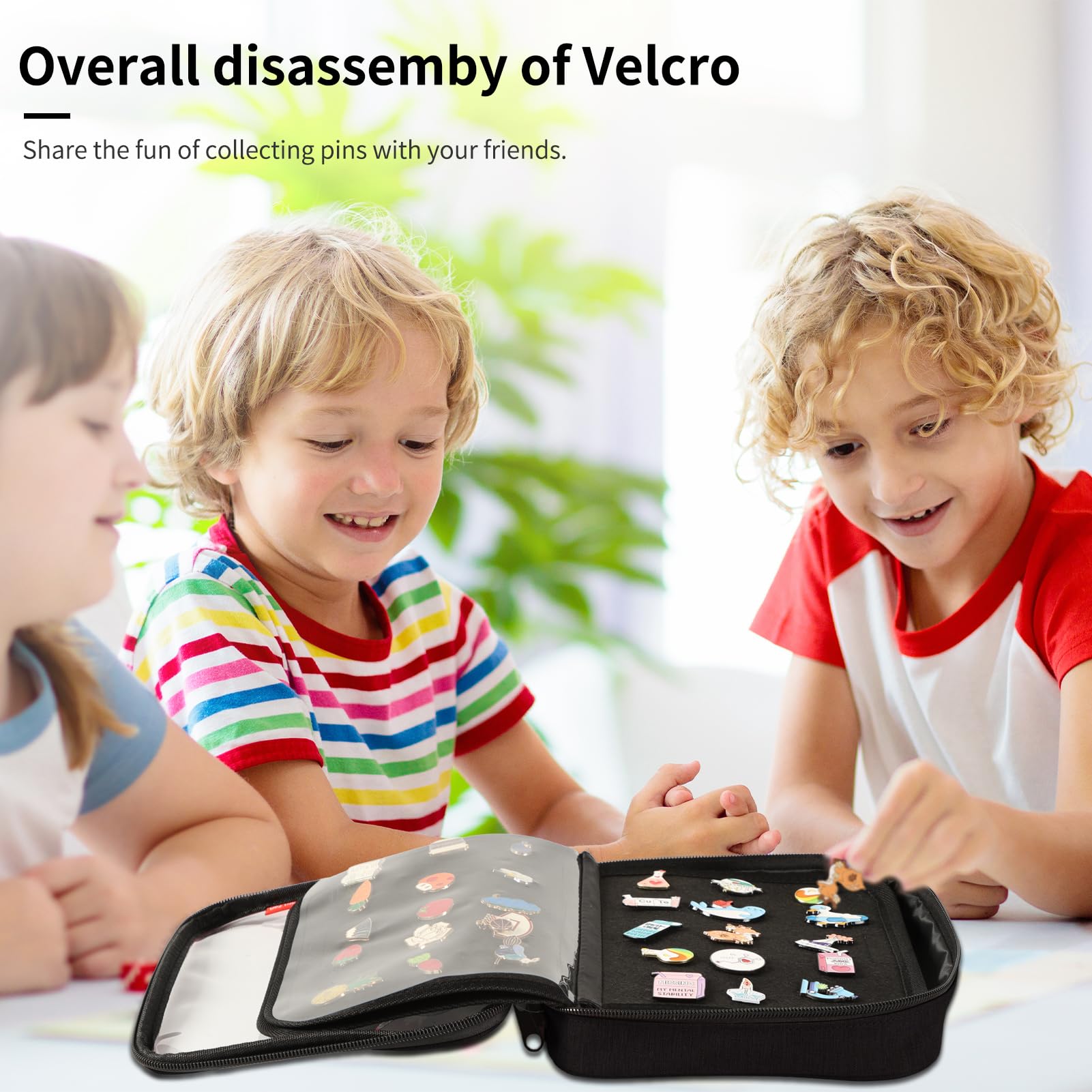 Oeun Fan Pin Storage Bag, 6-Page Lapel Pin Display Board, Black