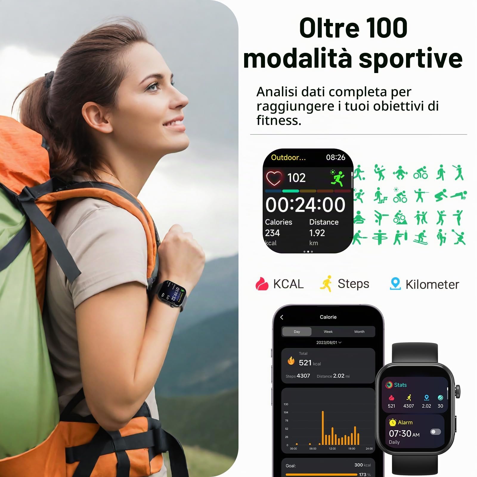 TOZO S6 Smartwatch Uomo Donna 1.85" AMOLED Schermo Risoluzione 390x450PPI