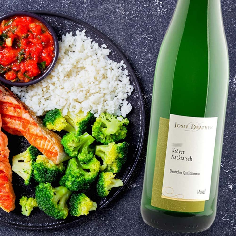 J.Drathen Kröver Nacktarsch QbA, lieblich, sortenreines Weinpaket + VINOX Winecards (6x0,75l)