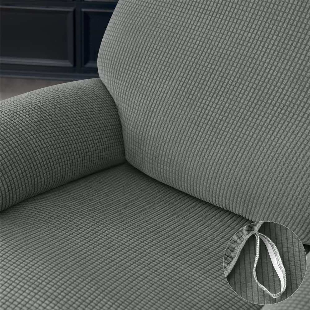 Hearda Copripoltrona Relax Reclinabile Jacquard Moda, Stampe Fodere Poltrona Relax Elasticizzato Copripoltrona 1 Posto con Tasca Copripoltrona Reclinabile Fodere per Poltrone (Verde