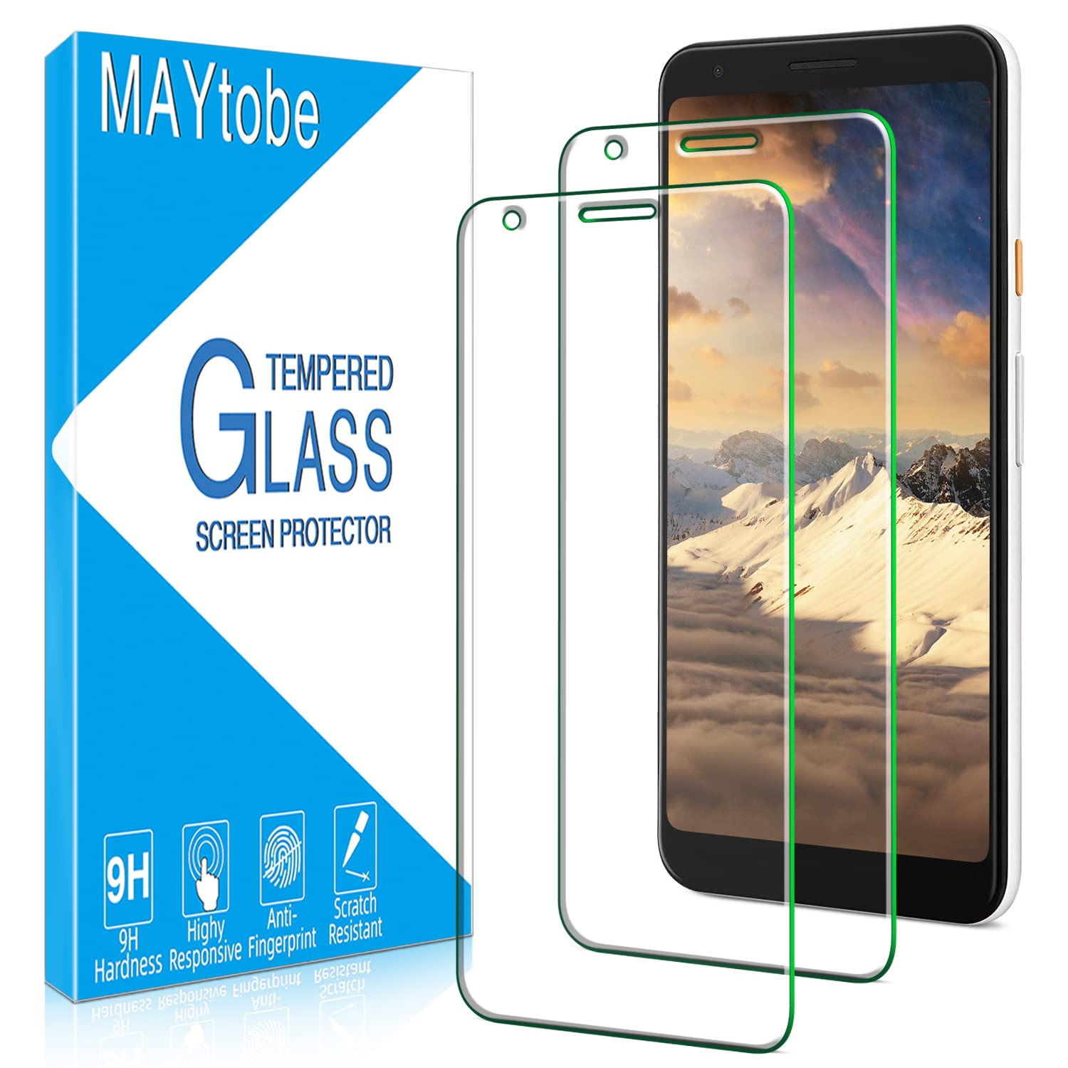 [2 Pack] Screen Protector For Google Pixel 3a XL Tempered Glass, Case Friendly, 9H Hardness, Bubble Free, Anti Scratch, Ultra Resistant, Easy To Install