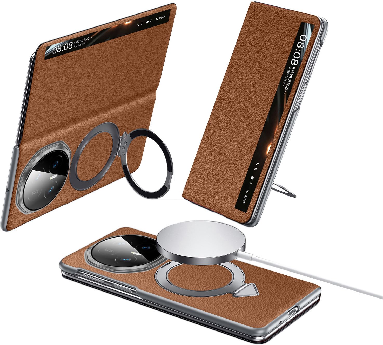 Custodia Intelligente in Pelle per HONOR Magic V5. Chiusura Magnetica. Cover/Shell per Magic V 5