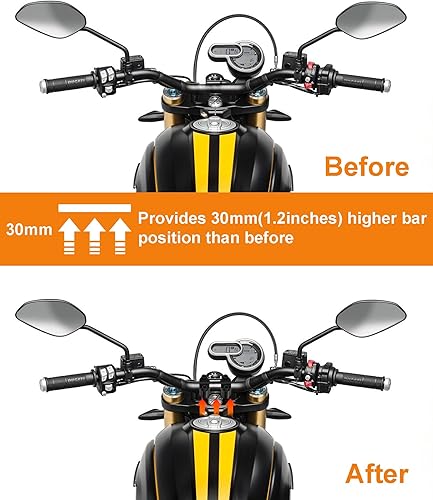 Miniatura 4 de MUSVOH Elevadores de manillar de motocicleta de 78" 0.866 in con 1.181 in de altura, accesorios universales para motocicletaDirt BikeATV, negro