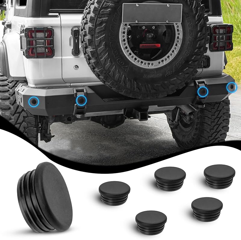 Tampões de borracha para furos de sensores do para-choque Jeep Wrangler JL 2018–2025 BIZOCO – Kit com 6