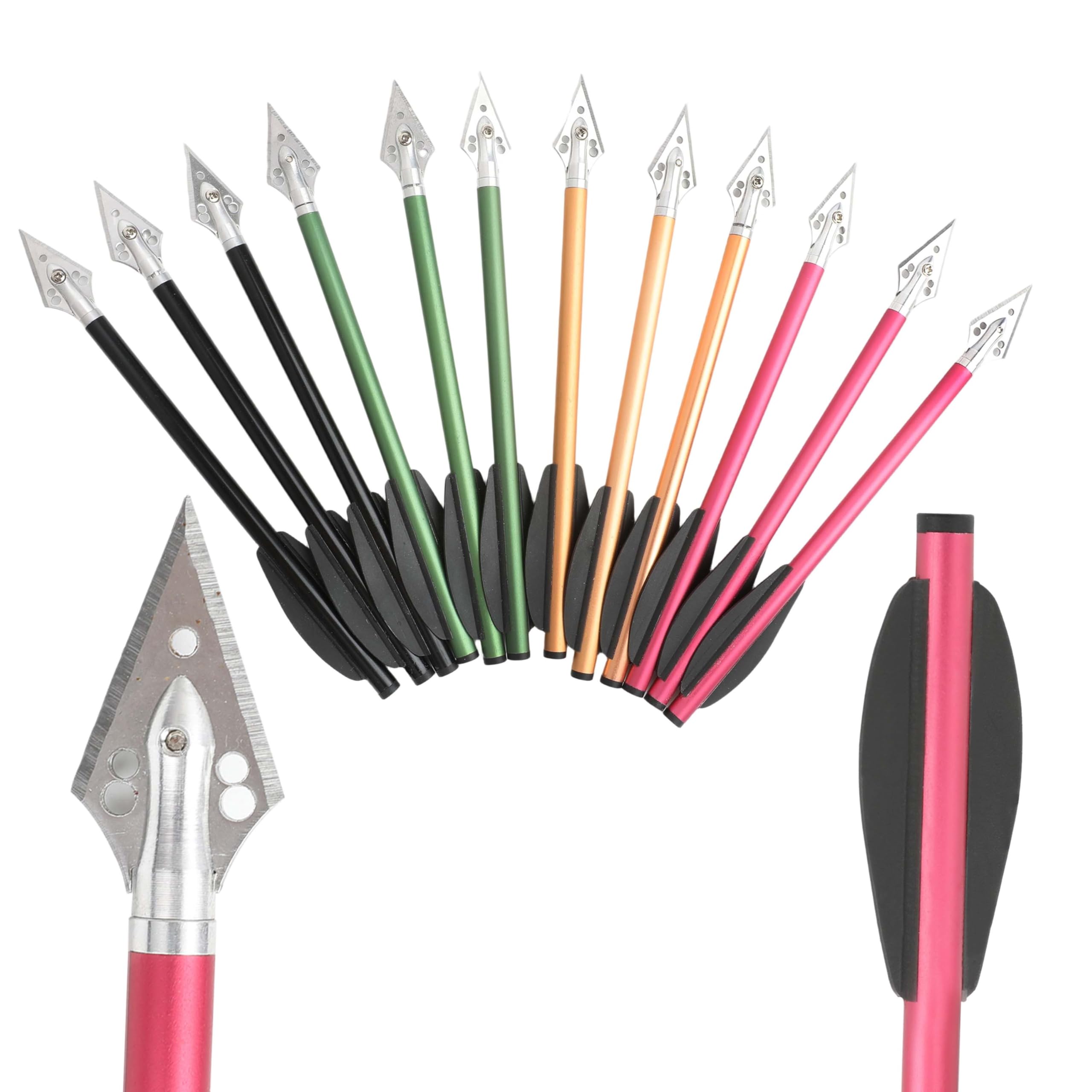 Poearcus Archery Crossbow Bolts 6.3 Inch Aluminum Crossbow Arrow Broadhead Hunting Arrows for 50-80lbs Outdoor Fishing Hunting Target Practice Pack of 6/12 Pcs… (12, pink)