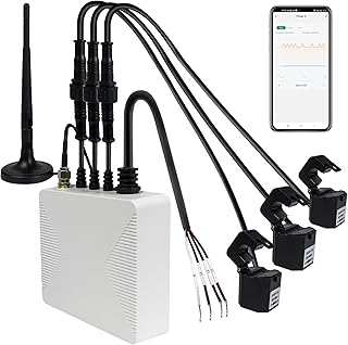 OWON 3 Phase WiFi Smart Home Energy Monitor, 3 Phase Clamp Meter with 3 80A Circuit Level Sensors Vue Real Time Electricit...