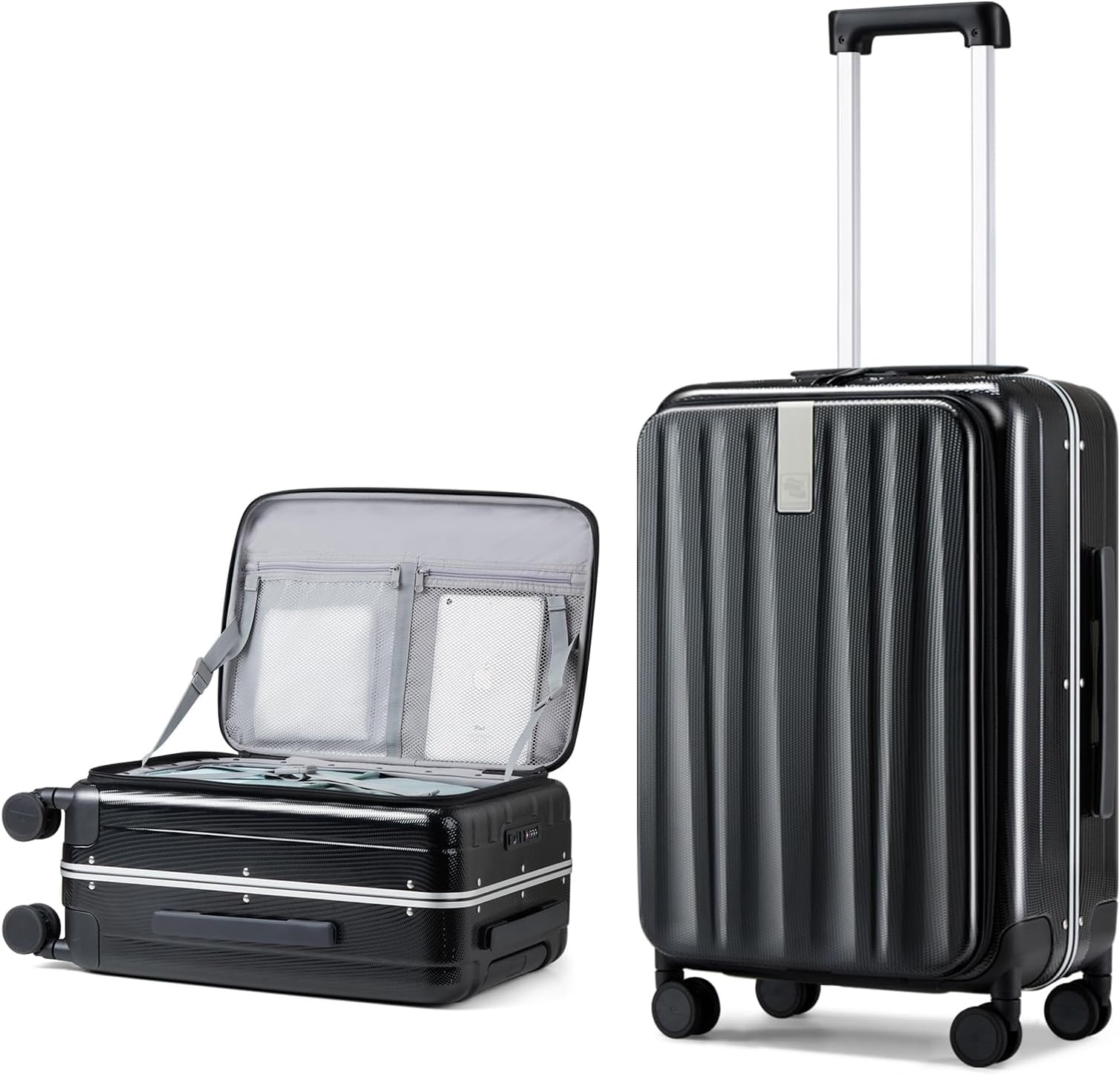 Hanke Suitcase, Aluminum Carrying Case, Large Capacity, Lightweight, Open Front Carry Case, Popular, Suitcase, Black