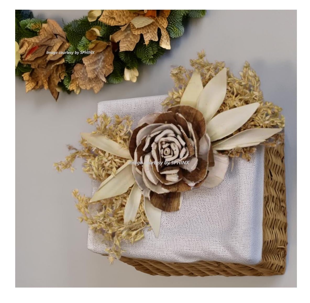 SPHINX Handmade Eco-Friendly Sola Flower Bunch – Ready-to-use Floral Arrangement for Gift hampers, Weddings, centerpieces, Trousseau Packing and Crafts- (Natural/0ff-white- 4 Pieces)-picture-37