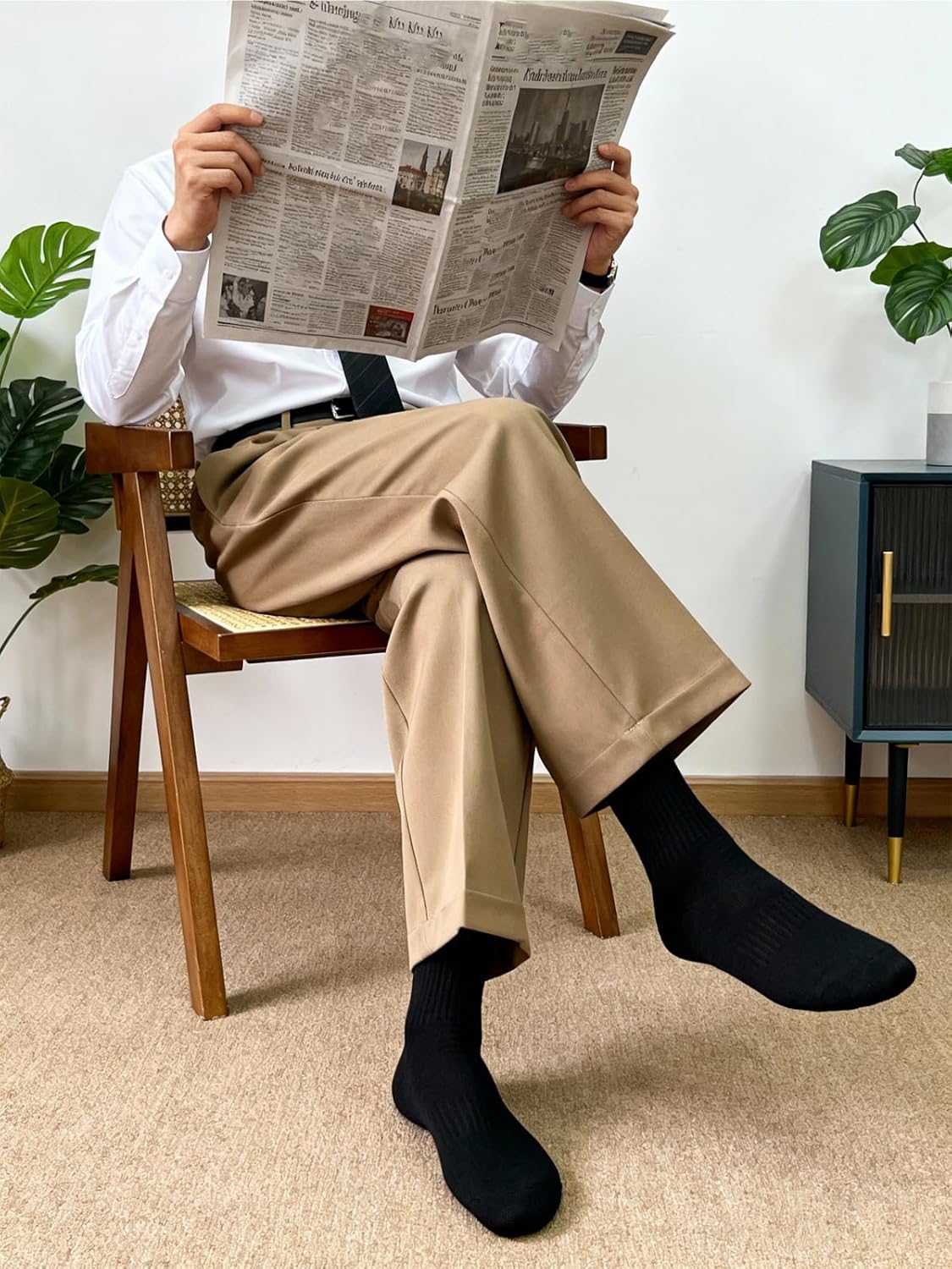 Dress Socks for Men, Adult Cotton Crew Socks 9-12 - Image 5