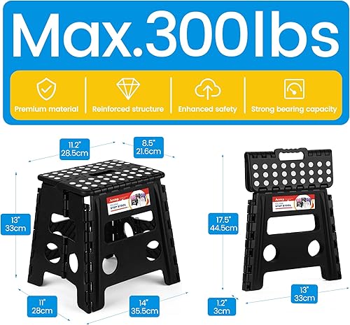 Miniatura 107 de Taburete plegable resistente de alta calidad de 13 pulgadas de altura para adultos, taburete de cocina, jardín, baño, color blanco Blanco,Bicolor