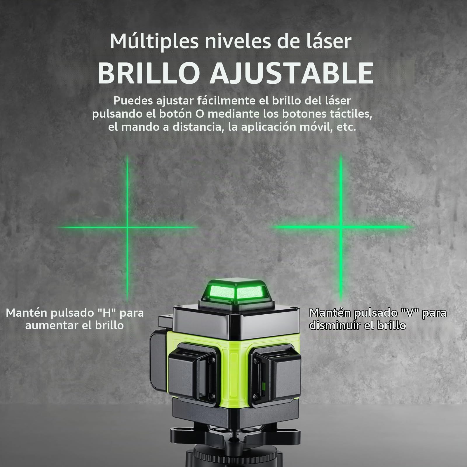 Nivel láser, Mulcort Nivel láser multifuncional 4D de 16 líneas, máquina autonivelante de 3°, con soporte de trípode con barra de extensión de aleación ajustable de 1,2 m y 3 alturas