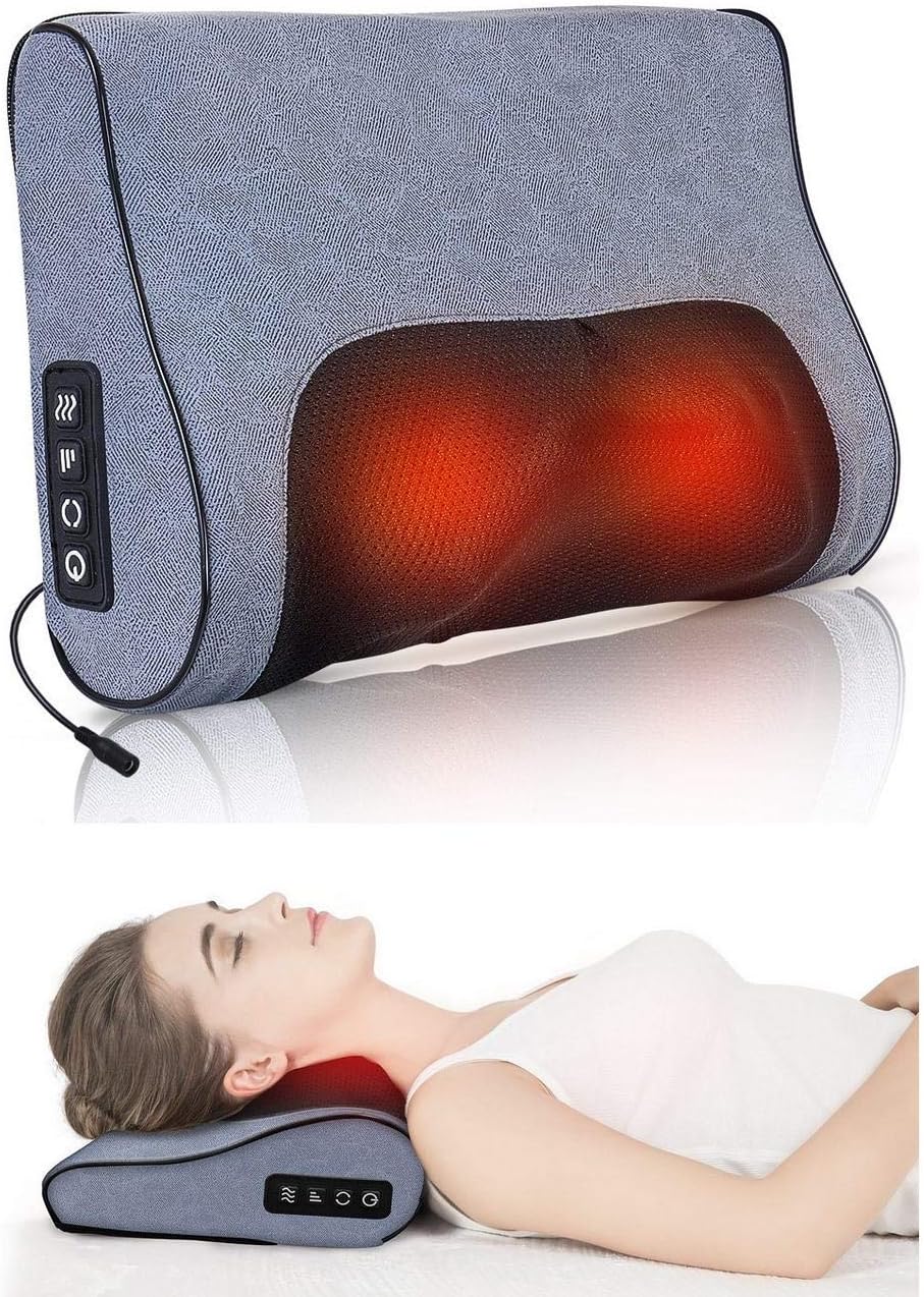 Boriwat Neck Massager Pillow with Heat, Shiatsu Kneading Massage for Neck and Lower Back