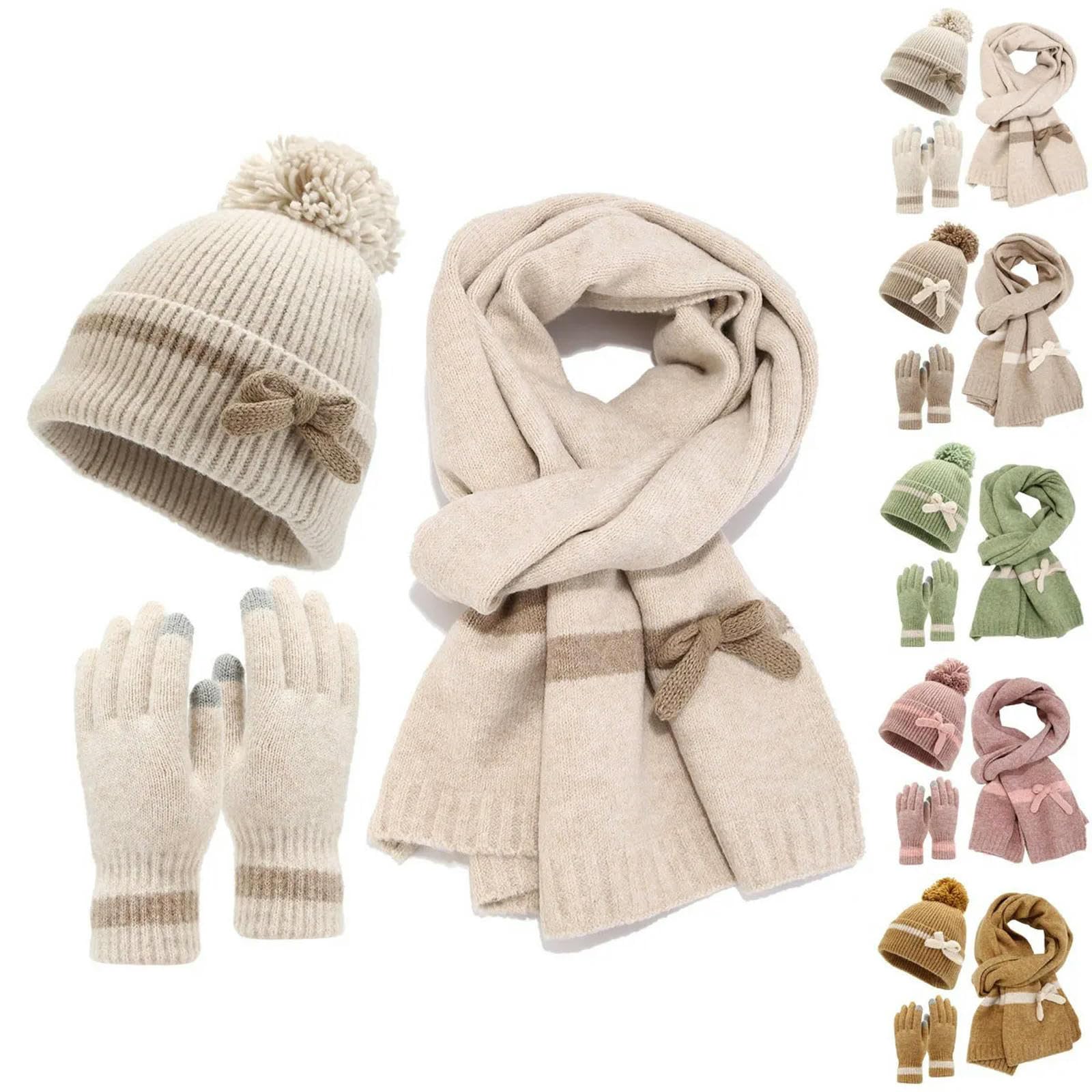 Mütze, Schal & Handschuh-Sets Für Damen Damen Wintermode Kälteschutz Mütze Schal Handschuhe 3-teiliges Set Halten Sie Warm Schal Mütze Kalt-rosa-eine Größe