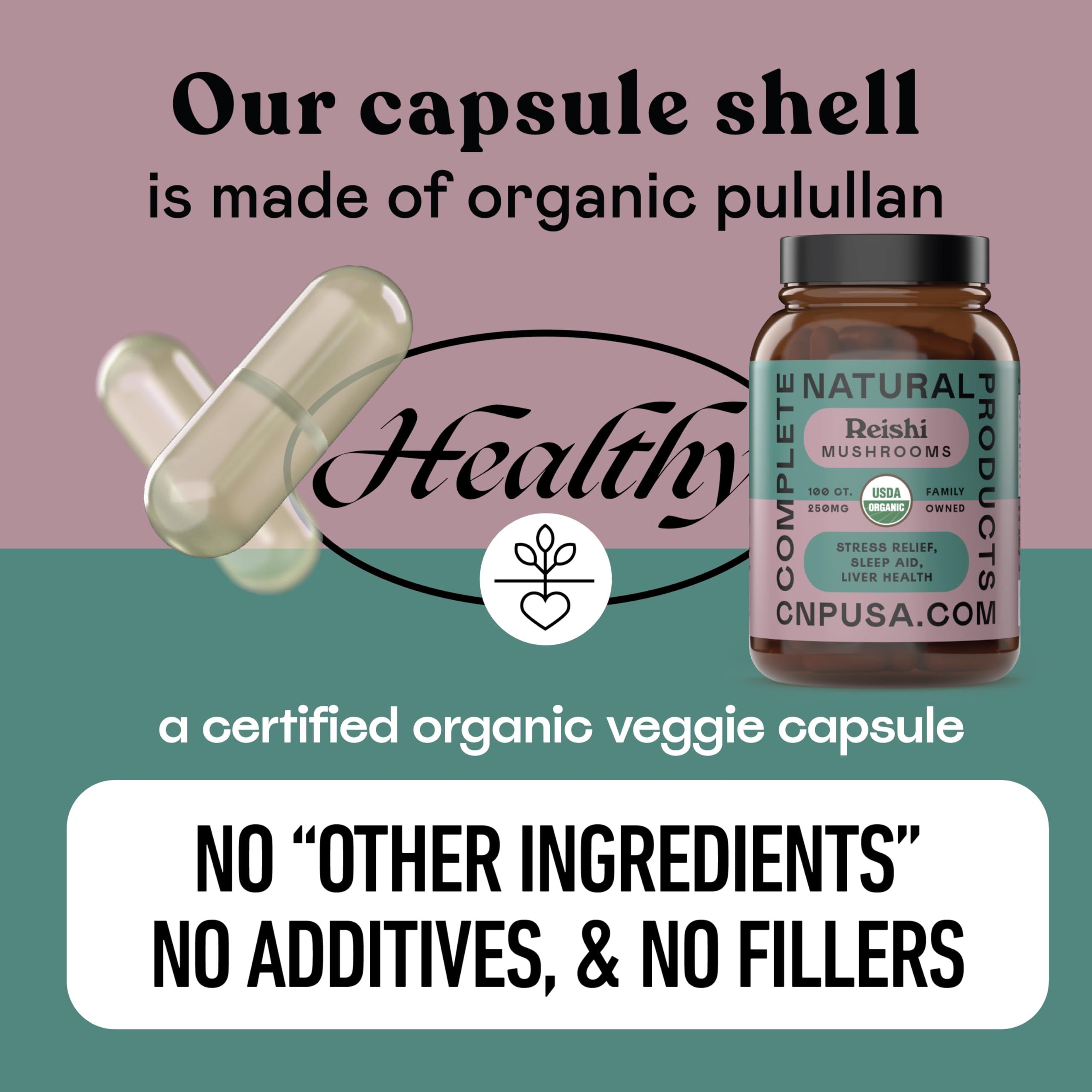 Complete Natural Products Organic Reishi Mushroom Capsules, 250mg, 100ct | Fruiting Body Extract | Plant-Based | Adaptogenic Support | Made in USA | Organic & Kosher Capsules — Amazon image 7