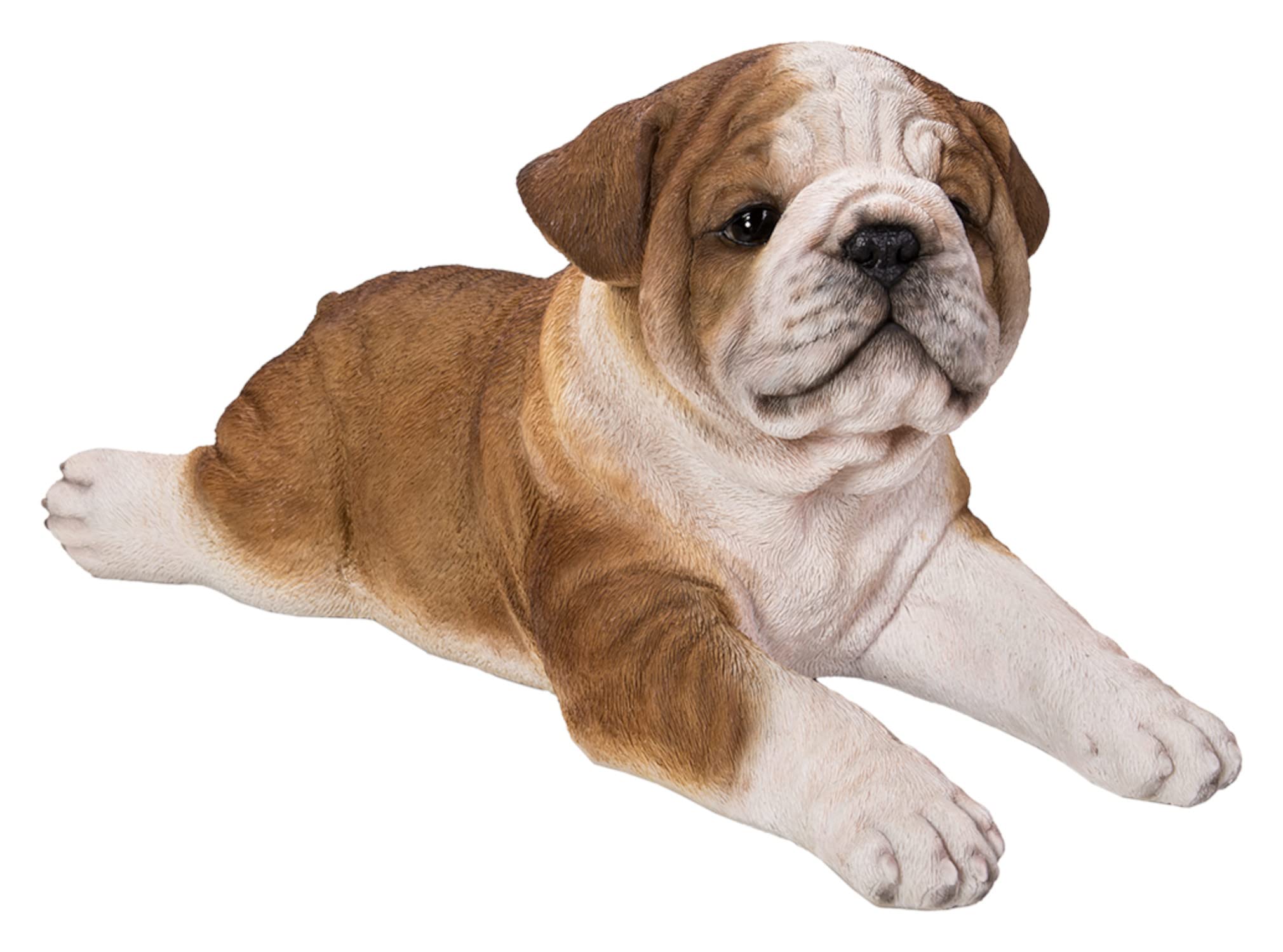 Vivid Arts - Realistic Laying Bulldog Puppy Garden Decoration, XRL-LBDP-A, L: 49 cm, Multicolored
