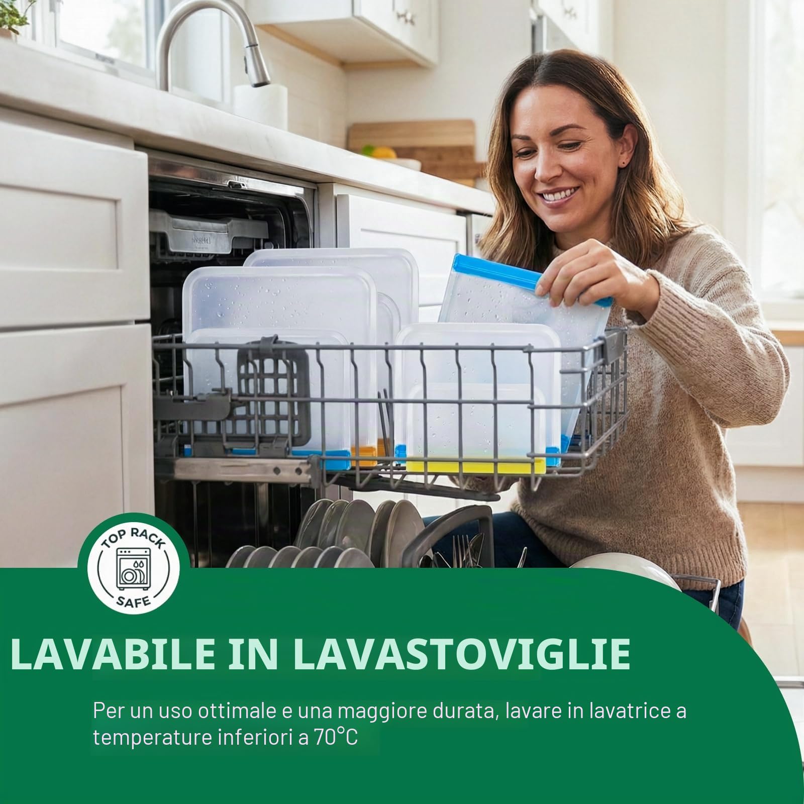 IDEATECH Sacchetti Silicone Freezer 20 Pack Riutilizzabili Buste Alimenti Richiudibili Congelatore Cibo Ermetici Zip BPA Free Gelo Verdura Carne Frutta
