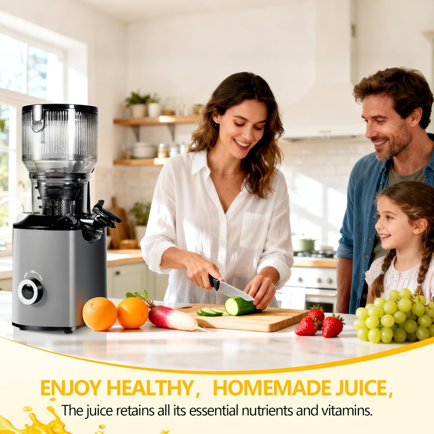 Cold Press Juicer with 5.8" Extra Wide Feed Chute - Slow Masticating Juicer Machine for Whole Fruits & Vegetables - High Juice Yield, Self Feeding, Easy to Clean & Assemble - Image 8