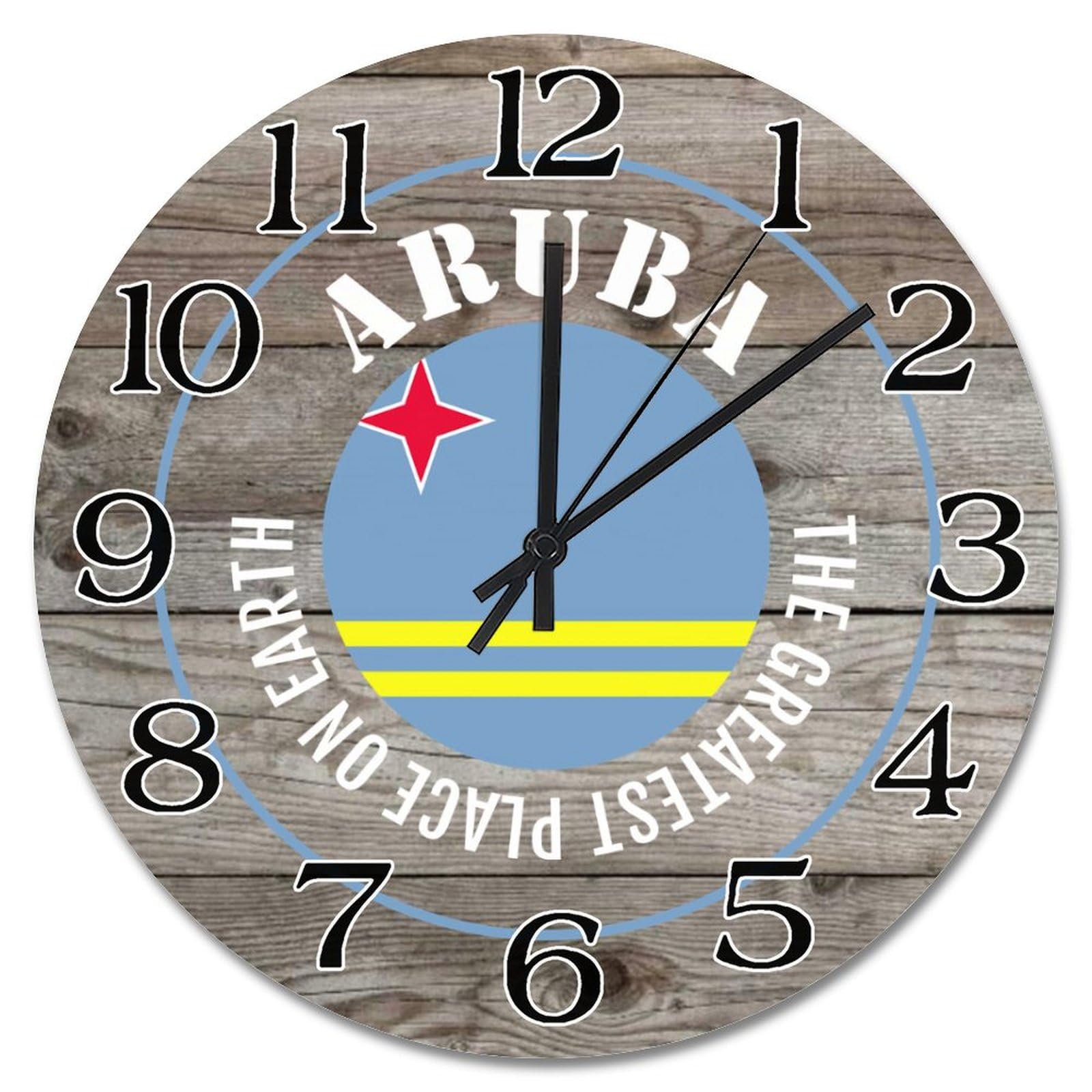 Horloge murale en bois drapeau Aruba décoration intérieure rustique 25cm