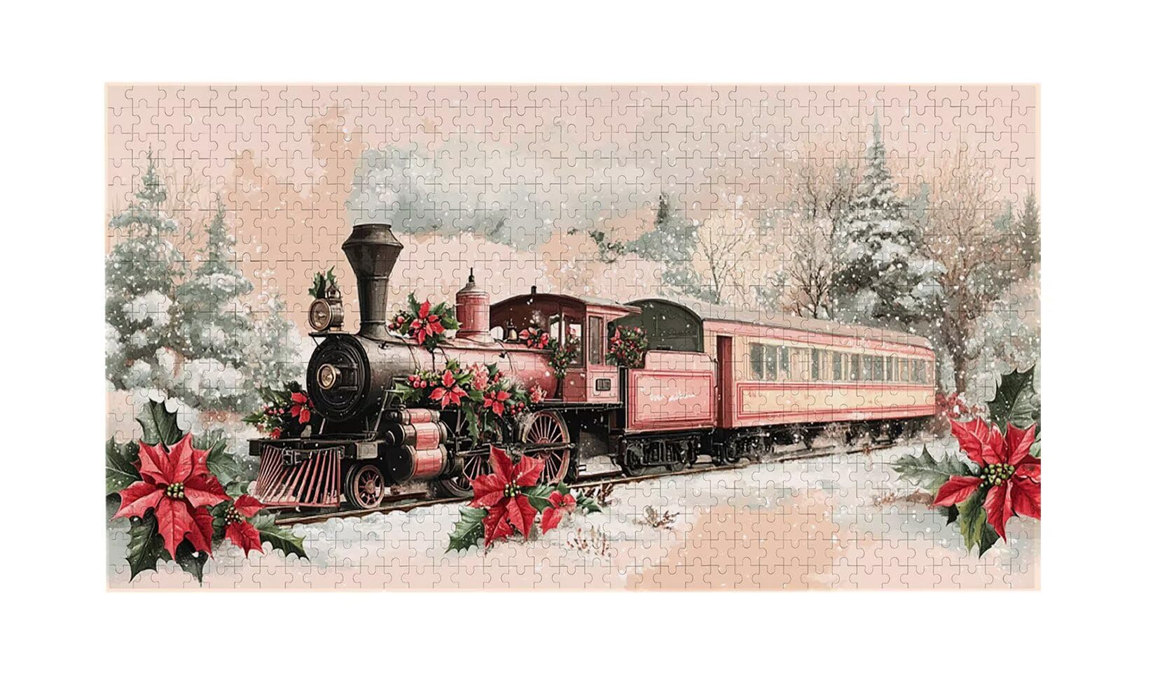 Świąteczny pociąg - Puzzle 900 sztuk dla dorosłych - Puzzle DIY, kreatywna rozrywka, sztuka nowoczesna, klasyczne puzzle dla dorosłych i młodzieży w wieku 12 lat, pomysł na prezent dla mężczyzn i