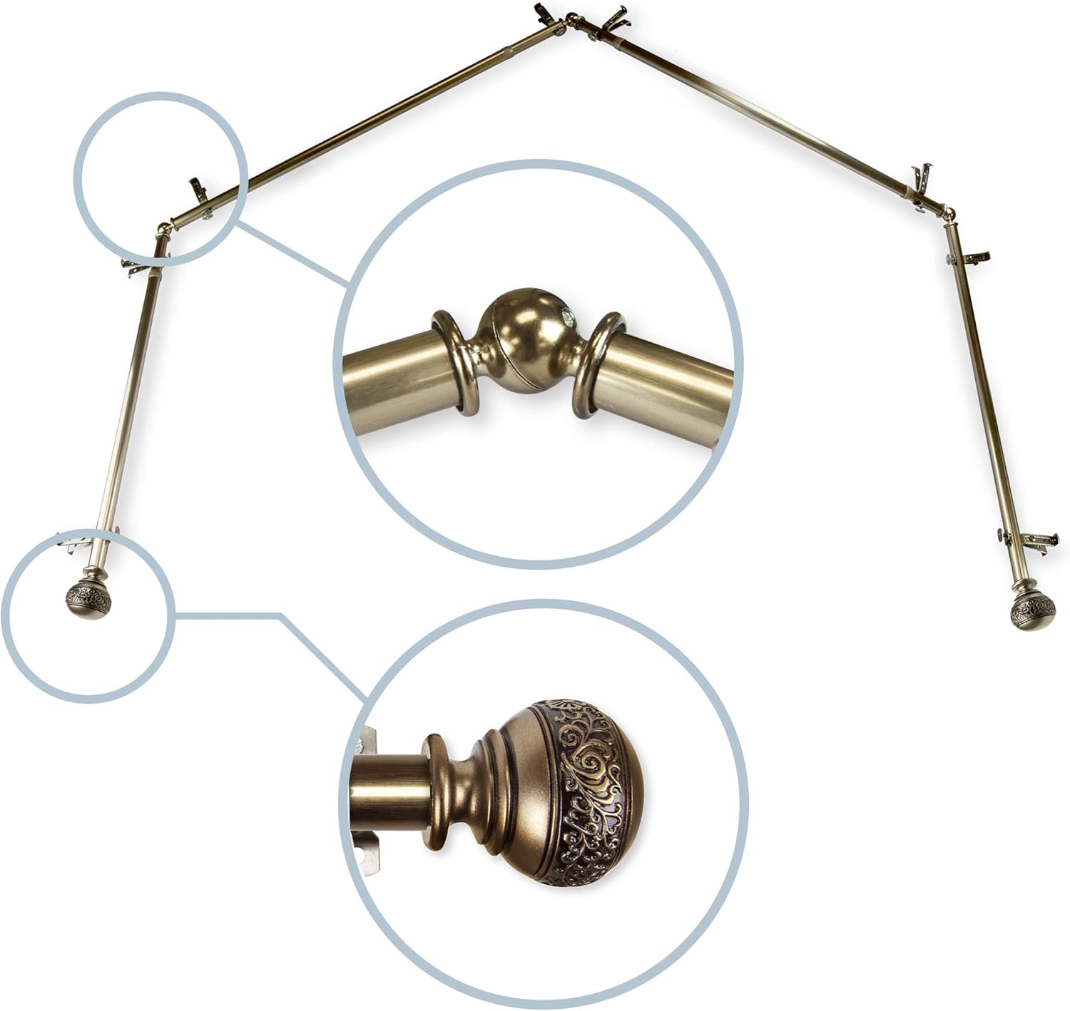 13/16" Nathan 4-Sided Bay Window Curtain Rod - Cocoa