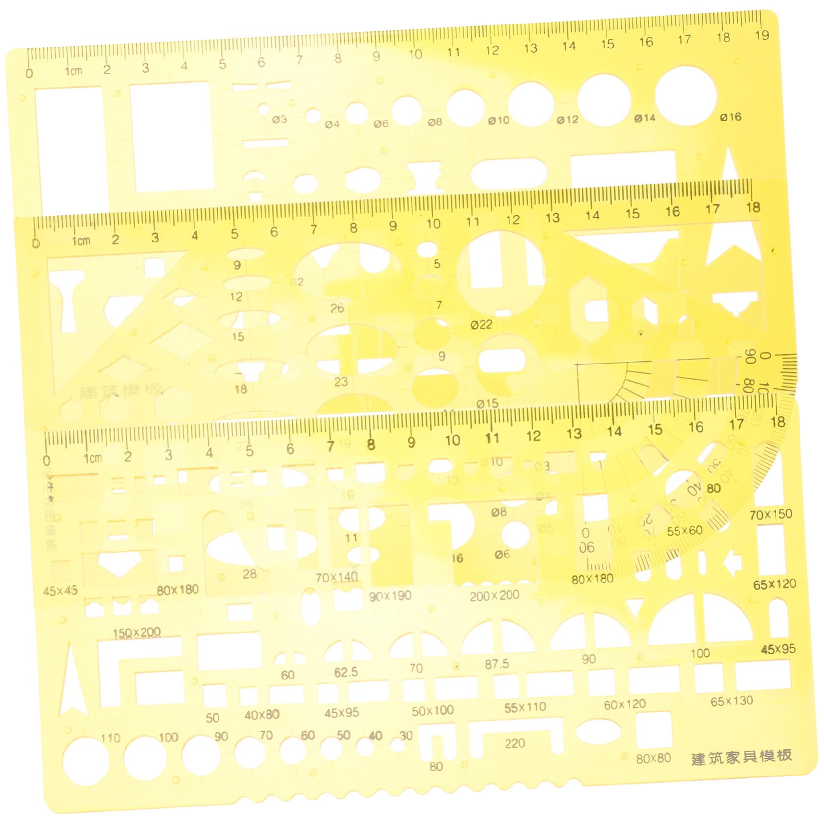 Gadpiparty 4 Sätze Geometrische Zeichenschablone Teiliges Maßwerkzeug für Architektur Technisches Zeichnen und Inneneinrichtung für Präzise Kurven und Formen