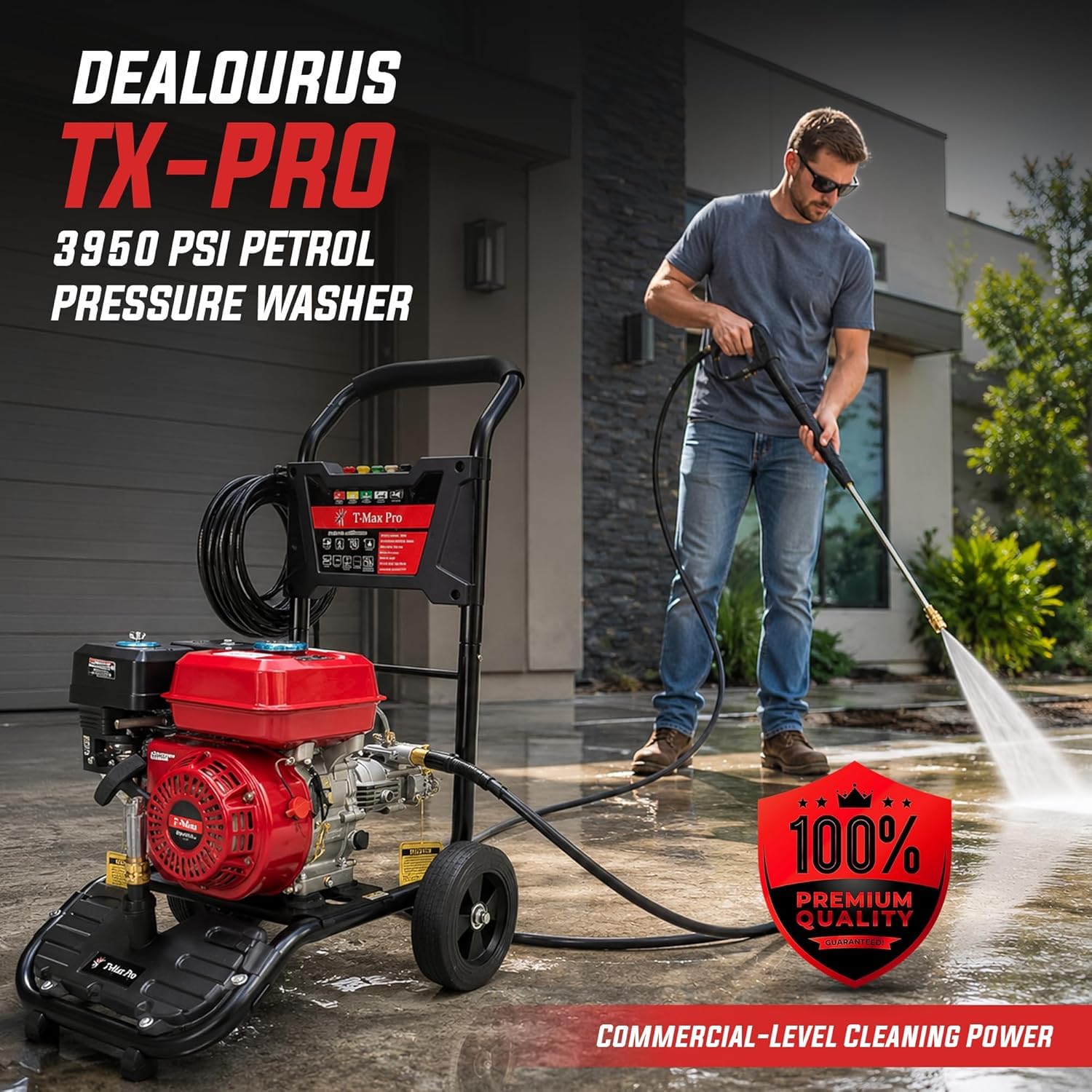 Dealourus Potente limpiador a presión de gasolina de alto rendimiento, 8,0 HP, fácil de arrancar, resistente con ruedas grandes, ideal para trabajos pesados