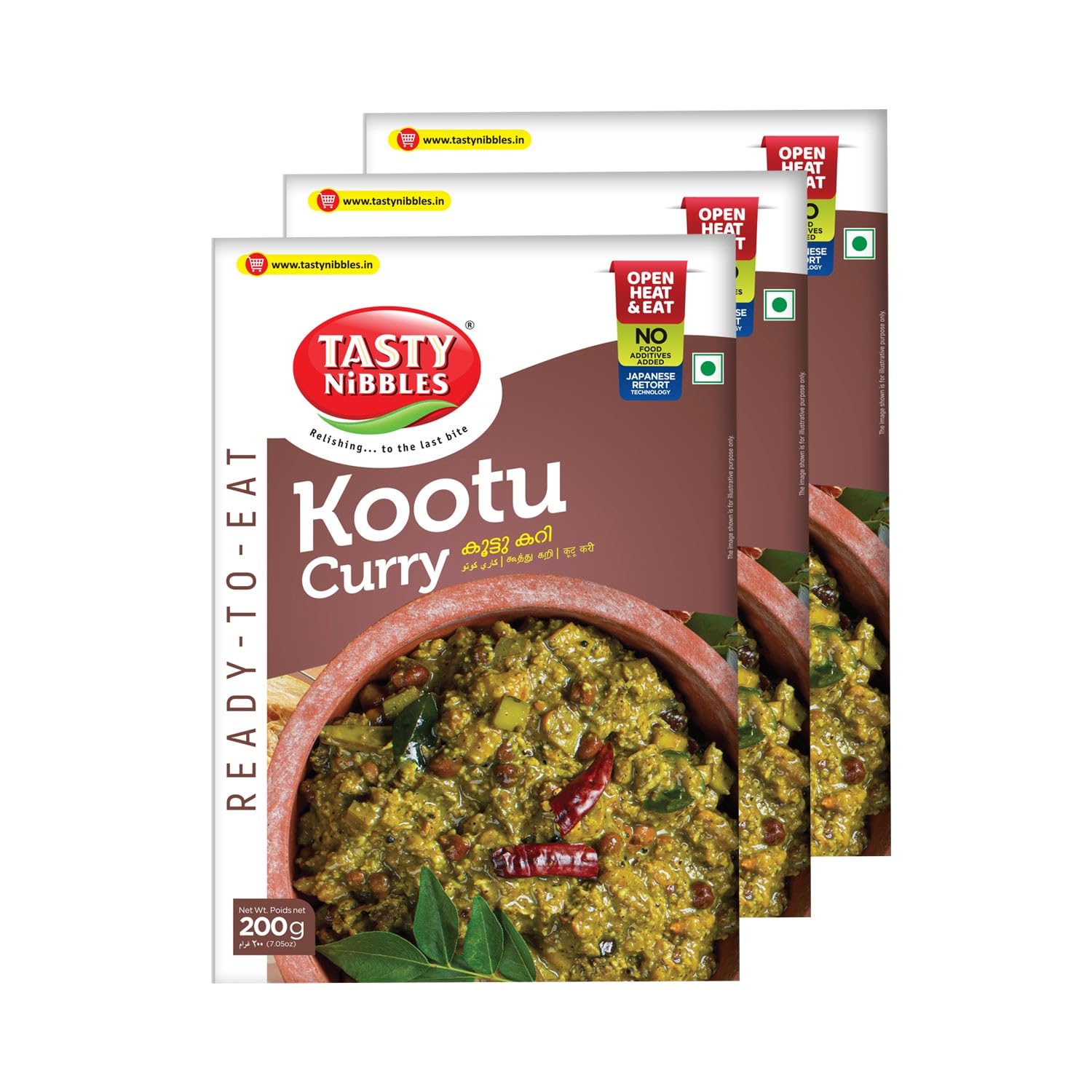 Tasty Nibbles Ready to Eat Kootu Curry 200g | Open Heat & Eat | No Food Additives Added | Japanese Retort Technology | Kerala Style Kootu Kari [Pack of 3]
