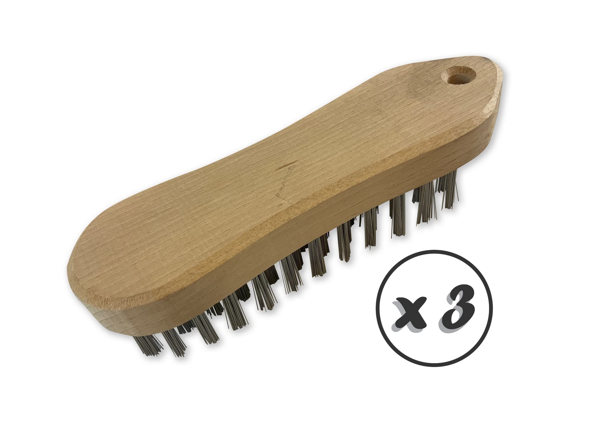 Kibros Lot 3 brosses à main violon fil inox rond lisse HD