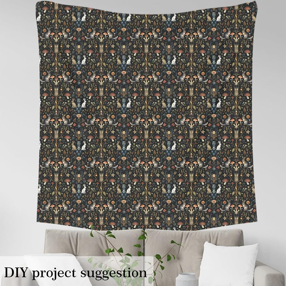 Loussiesd Wild Botanical Waterproof Outdoor Fabric for Chairs Animals Fabric by The Yard Decor Mushroom Upholstery for Chairs Microfiber Floral Reupholstery Decor 1 Yard (L92*W150cm) - Image 3