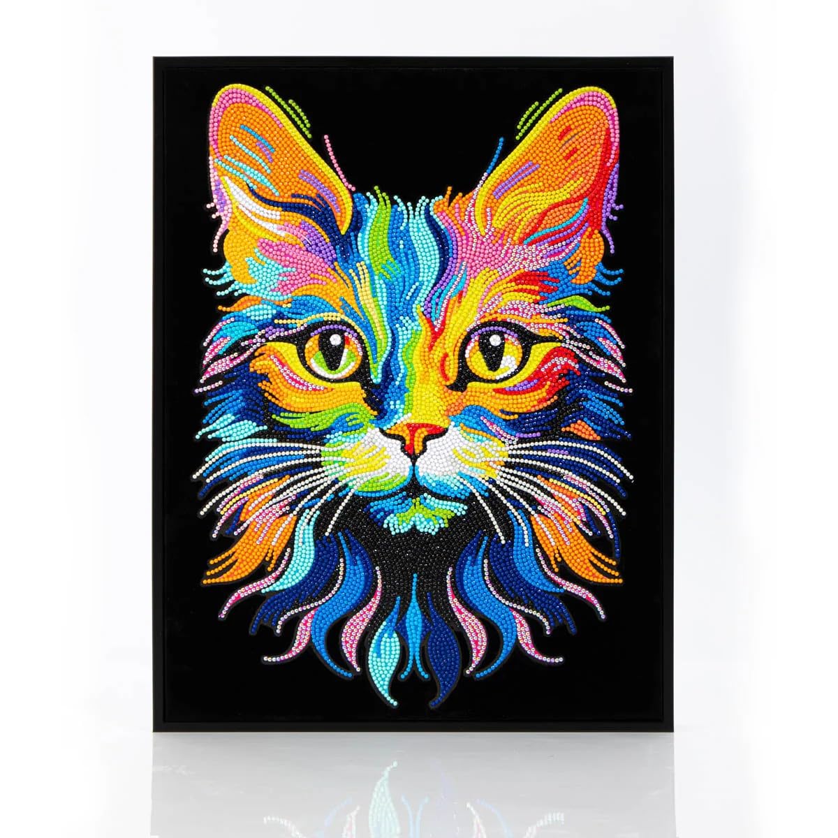 DIAMOND DOTZ 2594365 Original 5D Diamond Painting Set, Neon Katze, mit Neonfarben und Samt, DIY Diamant Malerei Bilder für Erwachsene und Kinder ab 12 Jahren, Intermediate
