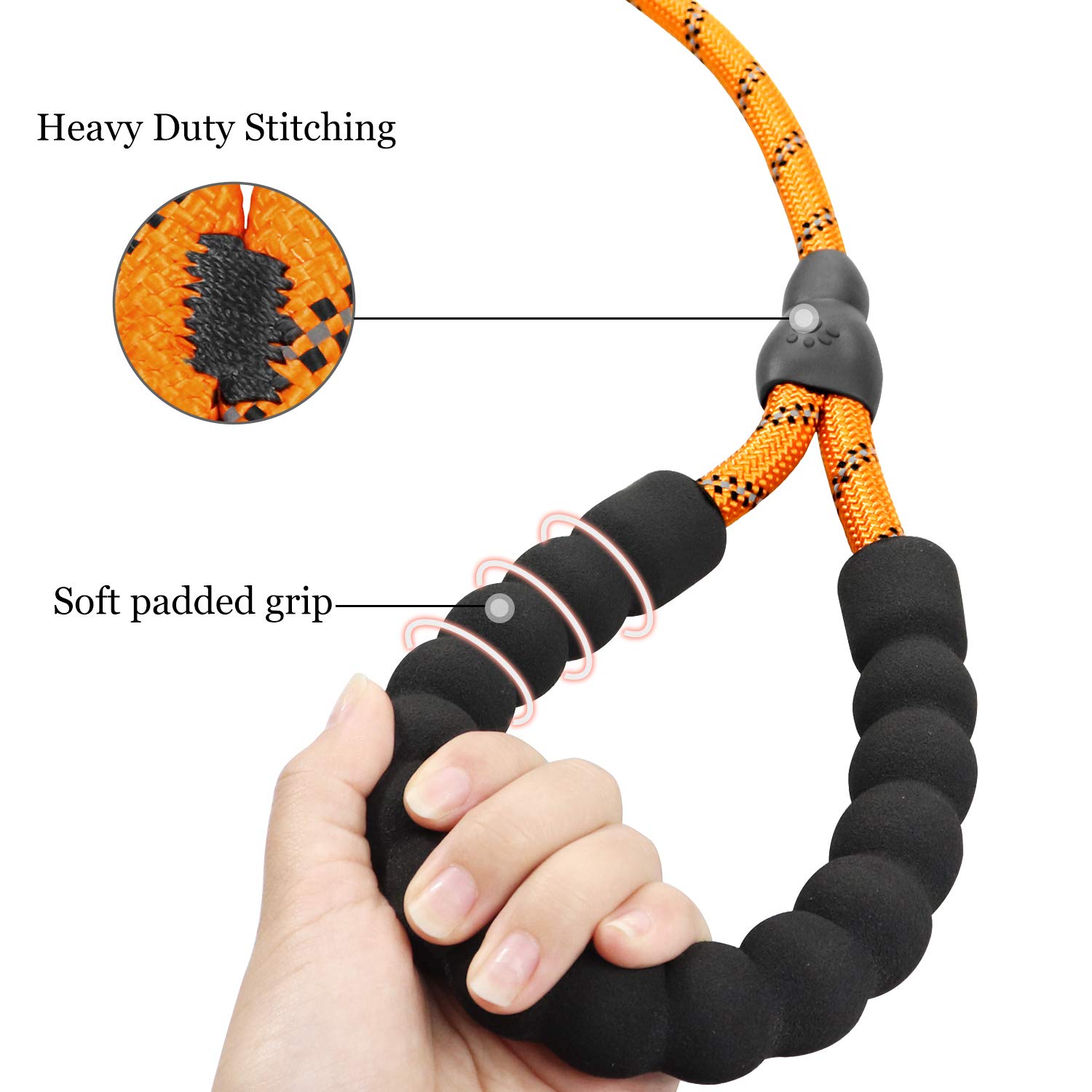 TagME Riflessivo Guinzaglio per Cani Taglia Grande,Guinzaglio Retriever,Guinzaglio Addestramento per Cani,Ø12mm x 185cm,Arancia