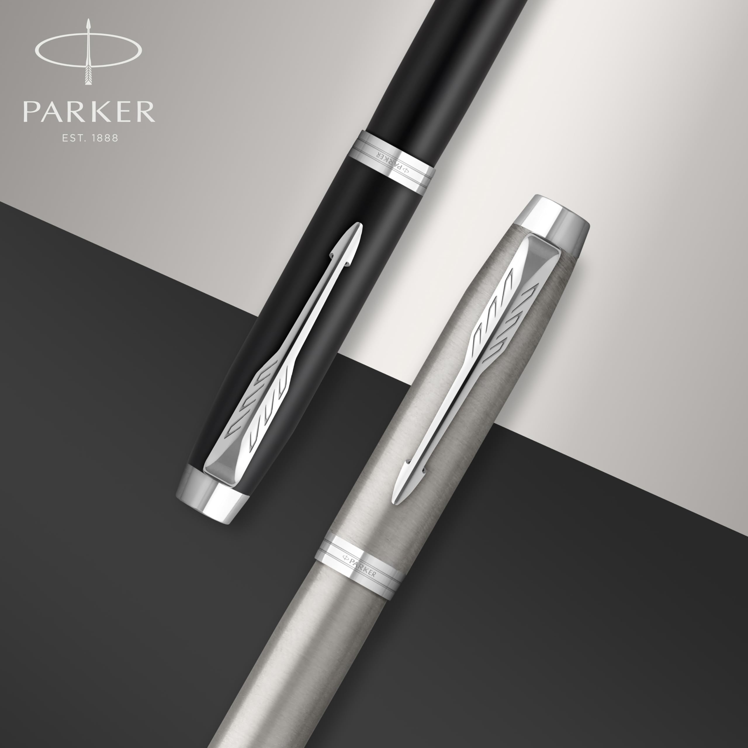 PARKER IM Penna Roller | Nero Opaco con Puntale Cromato | punta fine con inchiostro nero | confezione regalo