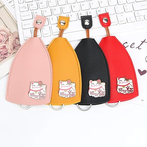 Miniatura 9 de Estuche para llaves de coche, 4 unidades, lindo estuche para llaves, de piel sintética, gran capacidad, extraíble para llavero de automóvil