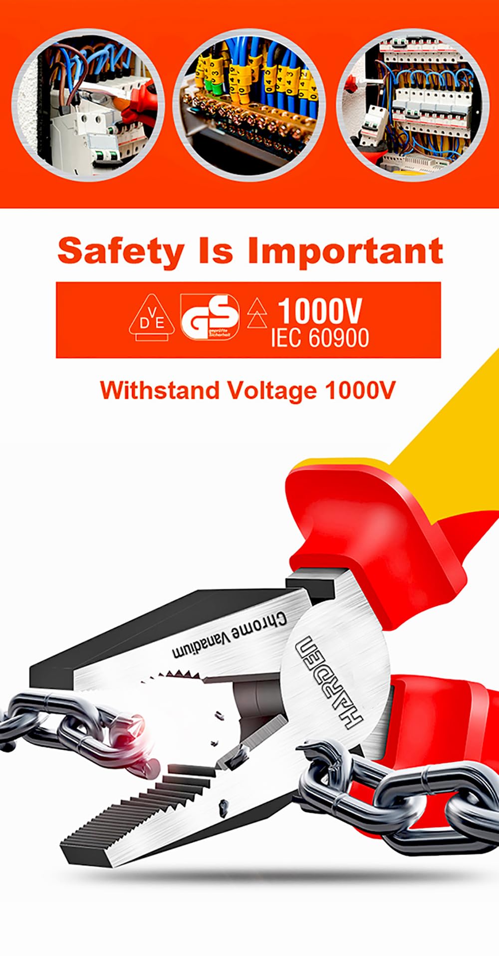 HARDEN 8" Insulated Combination VDE Plier can Withstand 1000V - 800138 3