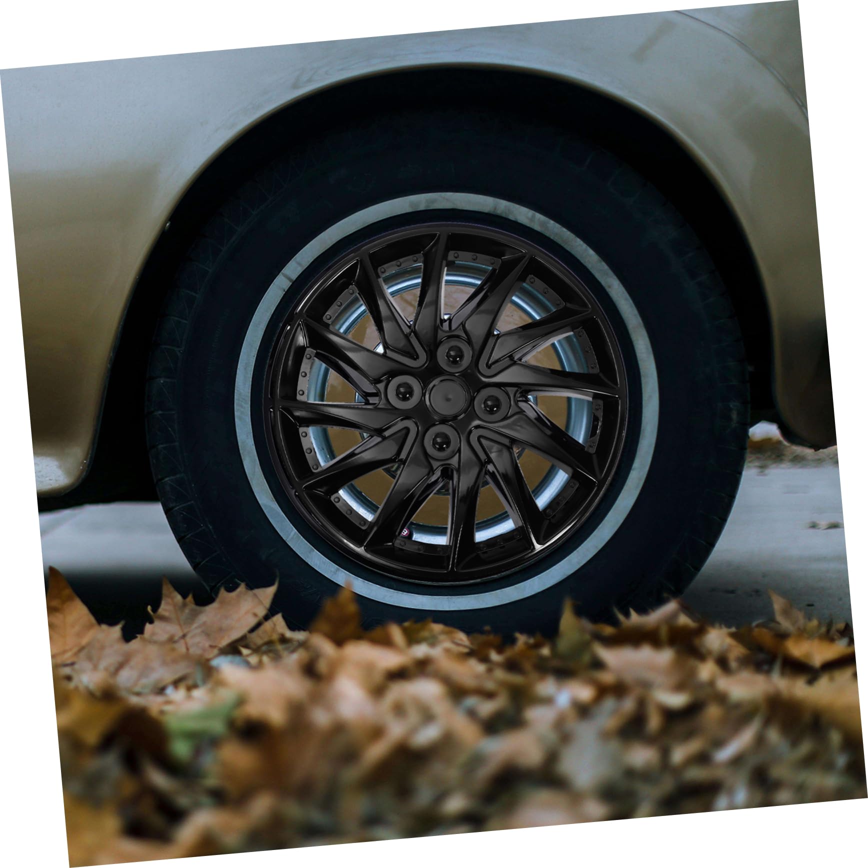 Gatuida Enjoliveur de Roue Voiture 14 Pouces Noir, Couvercle de Moyeu Unique, Accessoire Automobile Protection Jante Acier, Remplacement Enjoliveur Perdu, Usage Voiture Tous Modèles