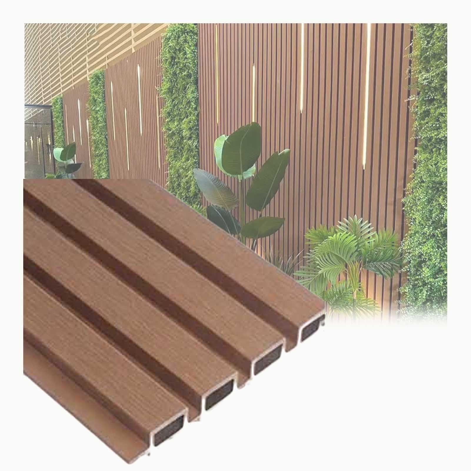 Panneau mural cannelé extérieur composite brise-vue revêtement emboîtable faux bois