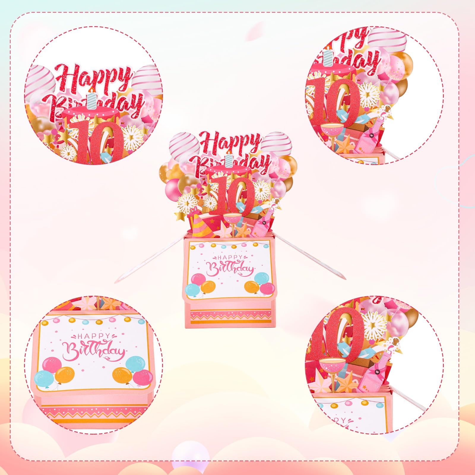 Vicloon verjaardag pop-up kaart,3D pop-up kaart Happy Birthday,Verjaardagskaarten met enveloppenkaart,3D Pop Up wenskaart met LED blaaskaars en lampjes voor familie en vrienden - 18 jaar oud
