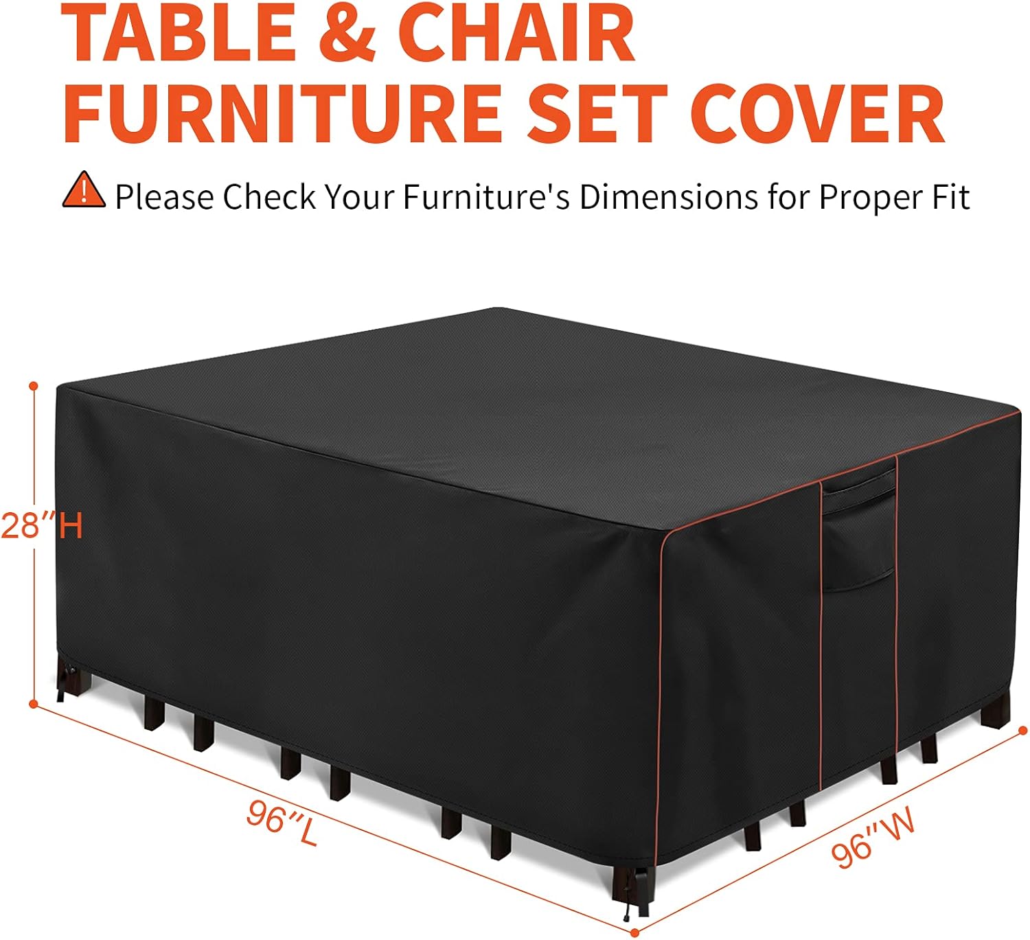 Patio Furniture Covers Waterproof, Peunitory Outdoor Table Cover Square, 600D Heavy Duty Patio Furniture Set Covers for Outdoor Table Chair, Sectional Sofa, Couch, Bench (96x96x28 inch) : Patio, Lawn & Garden