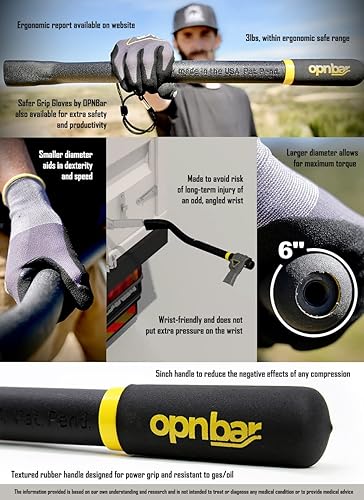 Miniatura 10 de Herramienta de seguridad Opnbar, 3 herramientas para camionero en 1 barra de palanca, golpe de neumáticos y liberación de enganche de 5 rueda,