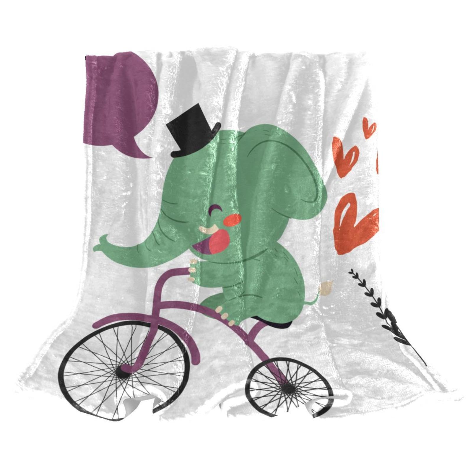 Couverture polaire éléphant plaid chaud et doux de 130x150 cm pour lit et canapé cosy