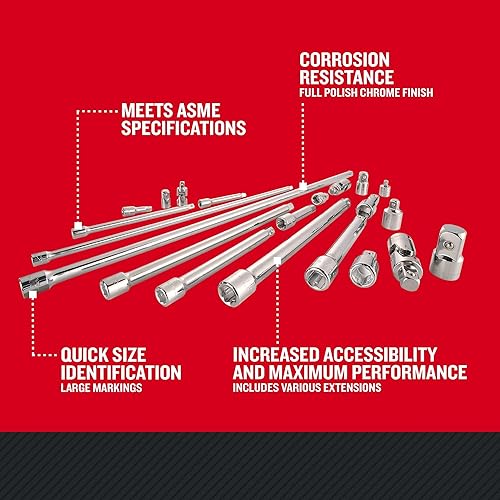 Miniatura 6 de CRAFTSMAN Juego de extensión de zócalo/juego de adaptadores de zócalo, 21 piezas (CMMT42283)