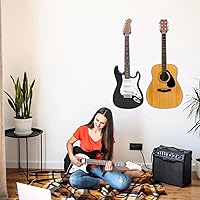 Vista 8 de Soporte de pared para guitarra, paquete de 2 soportes para guitarra de madera dura de acacia, soporte de pared para guitarra en forma de U, soporte