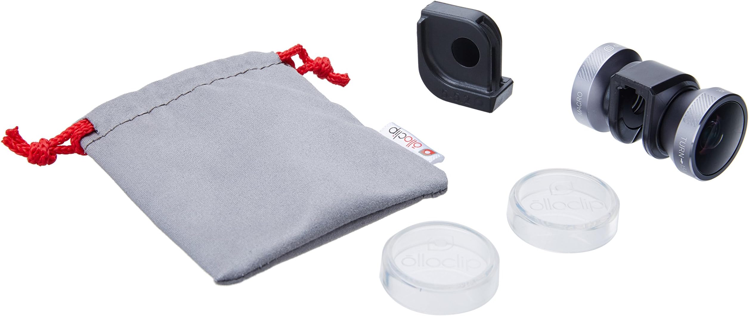 olloclip 4-IN-1 Lens for iPhone 5/5s/SE : Fisheye, Wide-Angle, 2 Macros. Color: Space Gray Lens/Black Clip