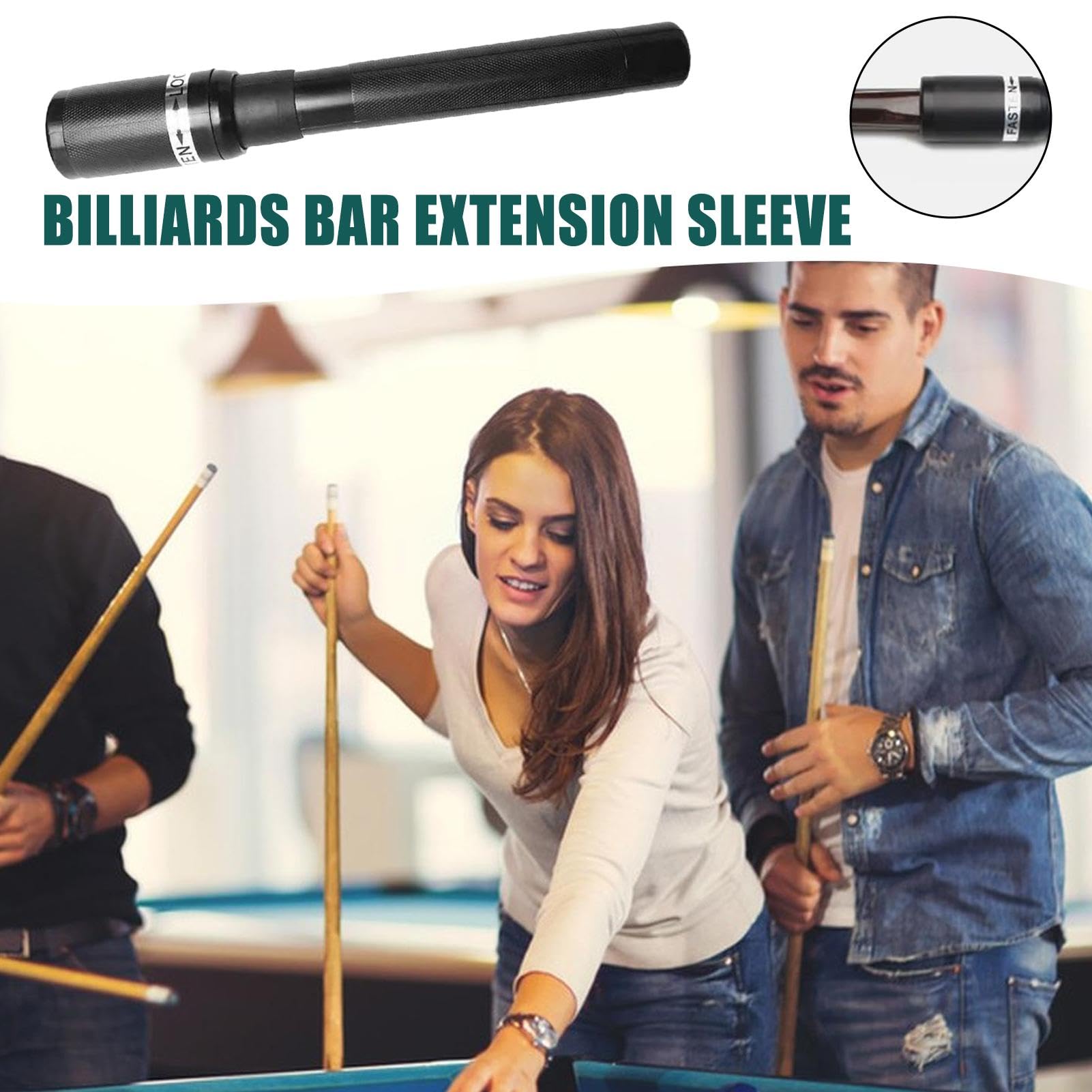 BARRE D'EXTENSION DE queue de billard, arbre américain solide, manchons