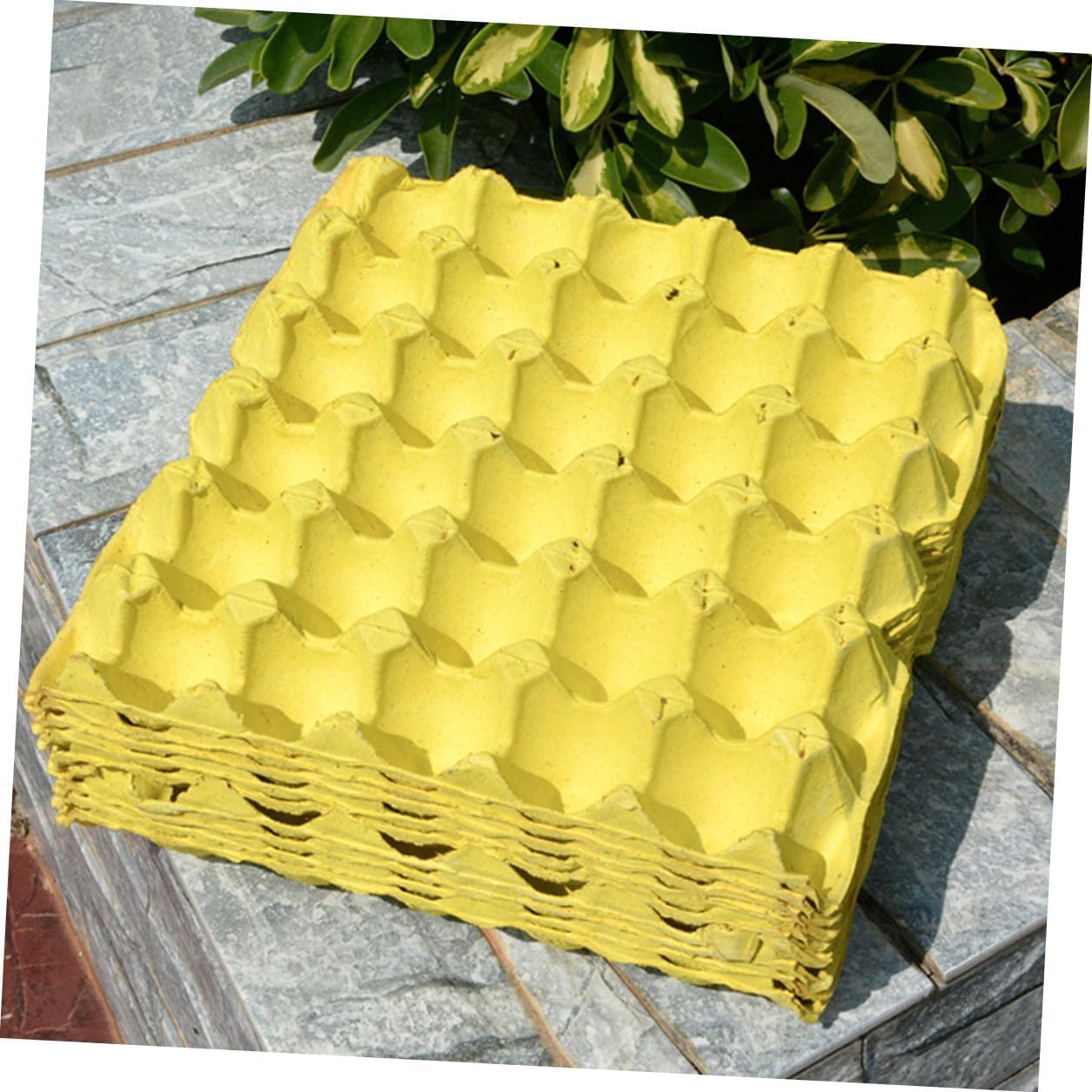 Lurrose 10pcs Yellow Paper Pulp Egg Trays Egg Storage Containers Household Kitchen Holding Boxes for Refrigerator Organizer Space-saving Storage