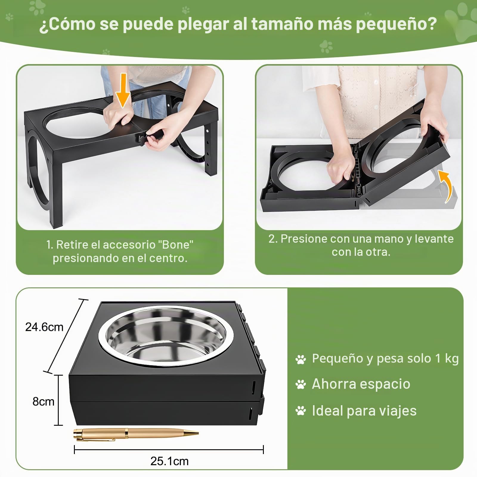 X XBEN Comedero Perro Elevado, Comedero Elevado de 5 Alturas Ajustables, 2X1,5L Comedero y Bebedero Perro, Comederos Elevados para Perros Pequeños, Medianos y Grandes, Plegable y Antideslizante