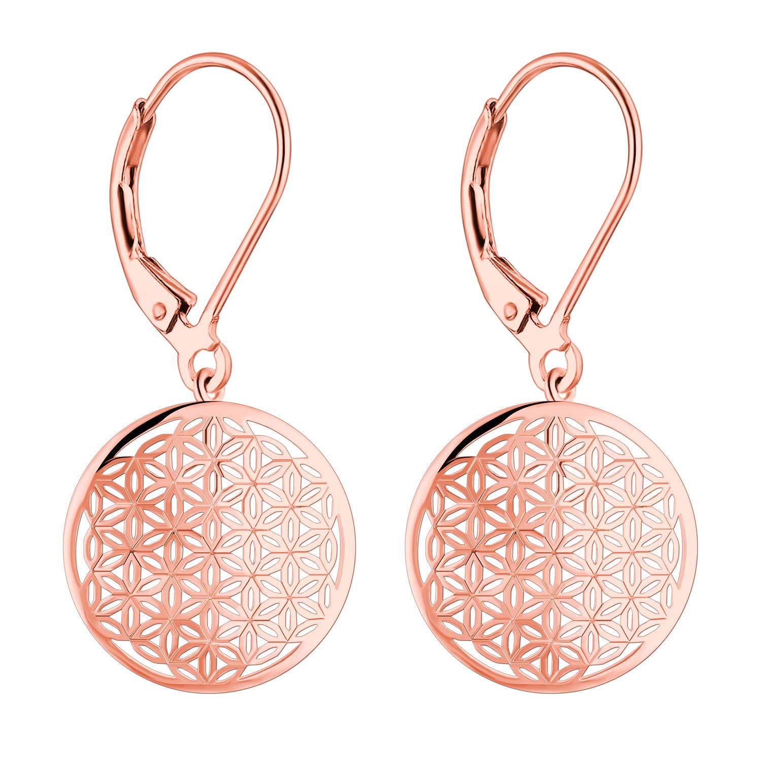 JO WISDOM Mujer Pendientes flor de la vida plata de ley 925 joyería