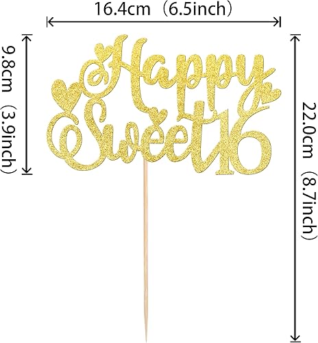 Miniatura 2 de Rsstarxi 1 paquete de decoración de pastel con purpurina para 16 años de edad, decoración para tartas de cumpleaños de 16 años, para dulces